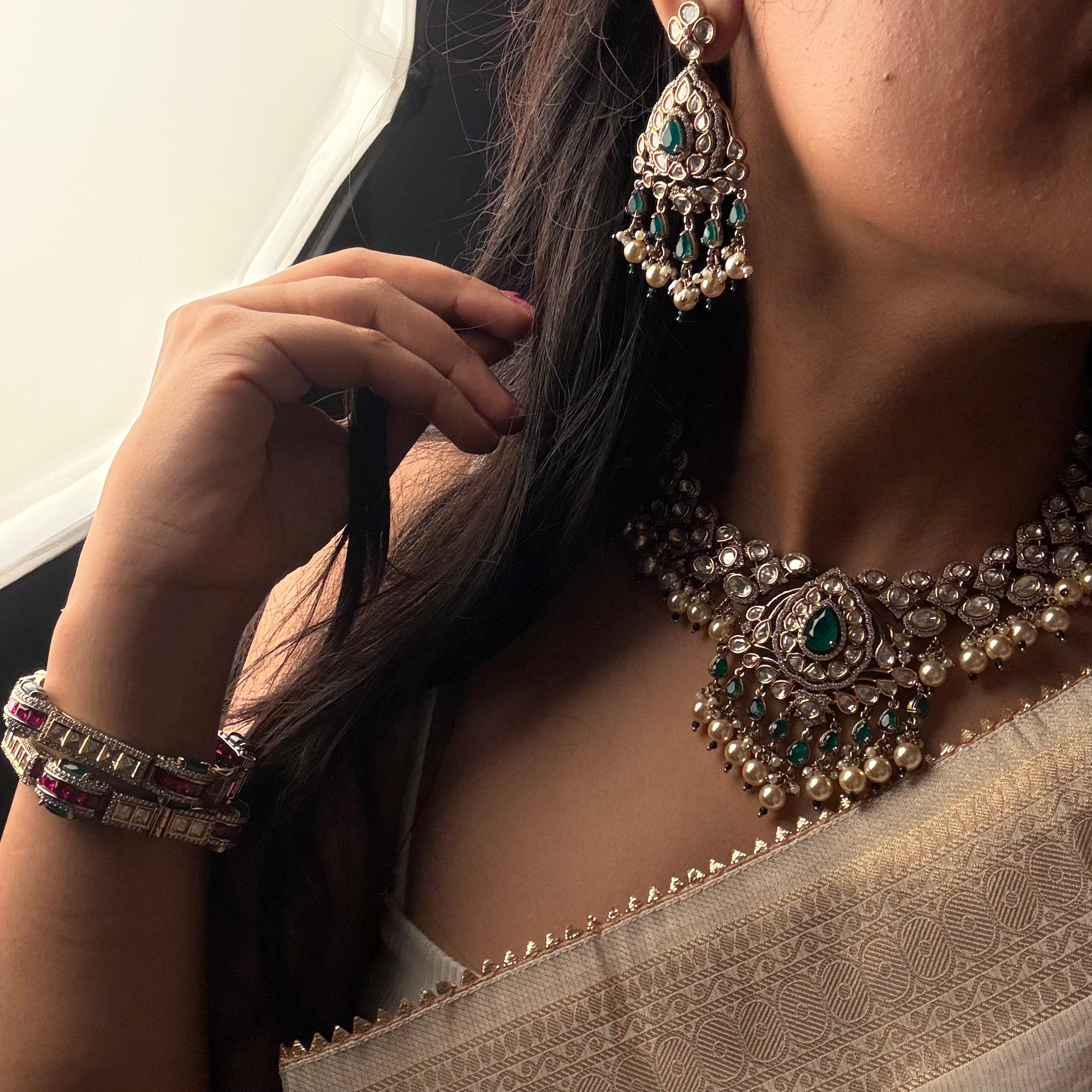 Reba Polki Bridal Necklace Set