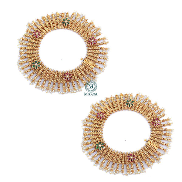 Mahita Pearl Antique Designer Anklets