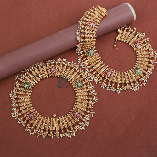 Mahita Pearl Antique Designer Anklets