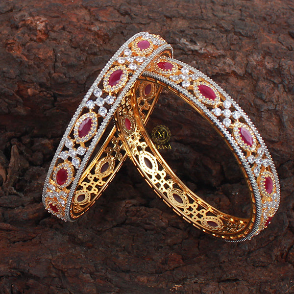 Hailey Ruby CZ Designer Bangles