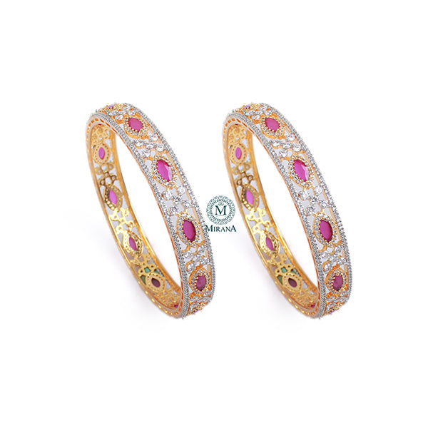 Hailey Ruby CZ Designer Bangles