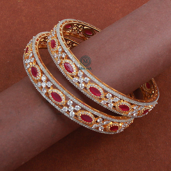 Hailey Ruby CZ Designer Bangles