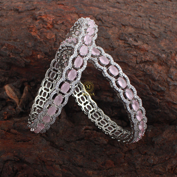 Laura Pastel Pink CZ Designer Bangles