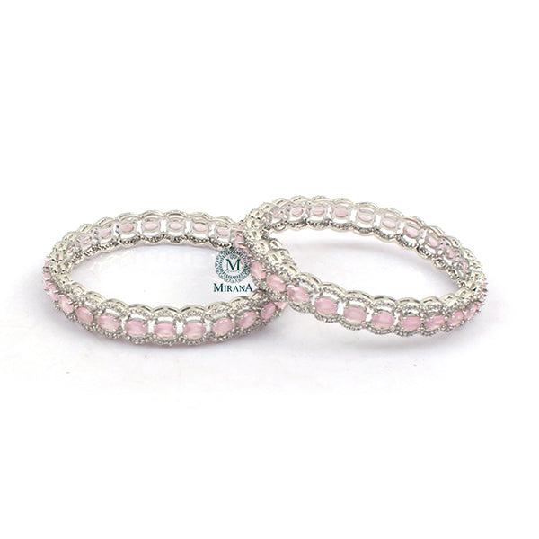Laura Pastel Pink CZ Designer Bangles