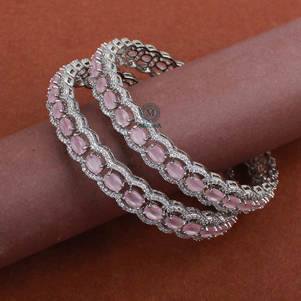 Laura Pastel Pink CZ Designer Bangles