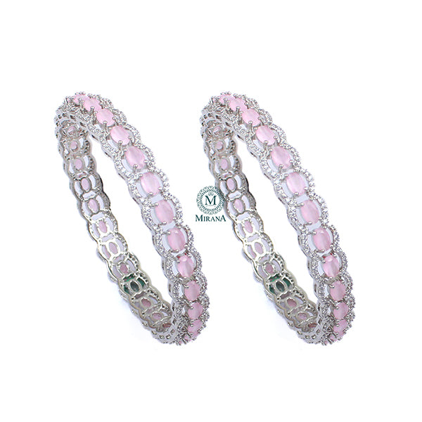 Laura Pastel Pink CZ Designer Bangles