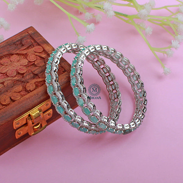Laura Pastel Blue CZ Designer Bangles