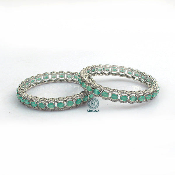 Laura Pastel Blue CZ Designer Bangles