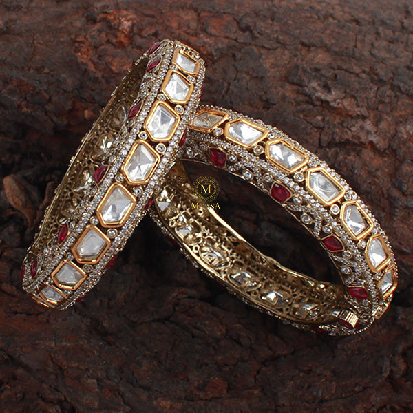 Radhika Ruby Polki Designer Bangles
