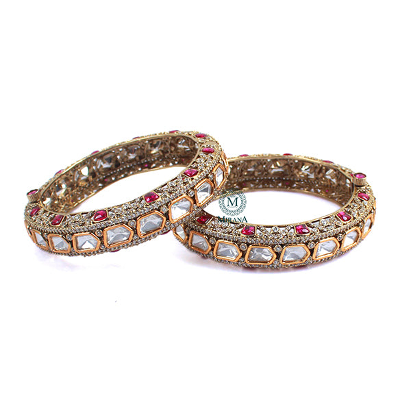 Radhika Ruby Polki Designer Bangles