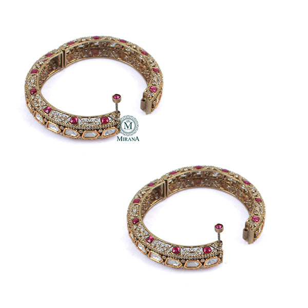 Radhika Ruby Polki Designer Bangles