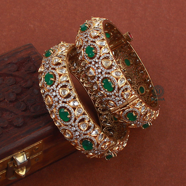 Kajal Emerald Green Polki Designer Bangles