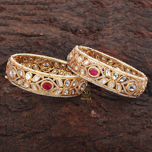 Chahat Ruby Polki Designer Bangles