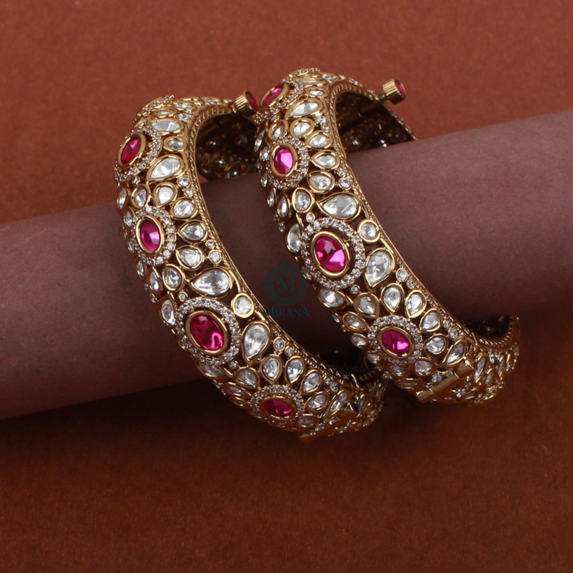 Riana Ruby Polki Designer Bangles