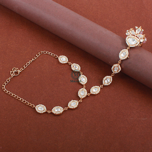Lila Pastel Pink Polki Designer Hathphool