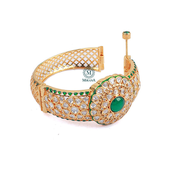 Morya Emerald Green Polki Designer Bracelet