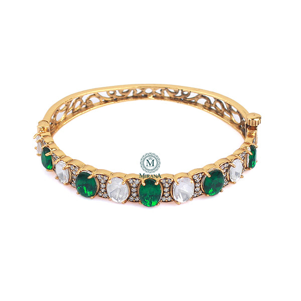 Deepika Emerald Green Polki Bracelet