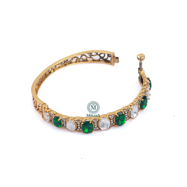 Deepika Emerald Green Polki Bracelet