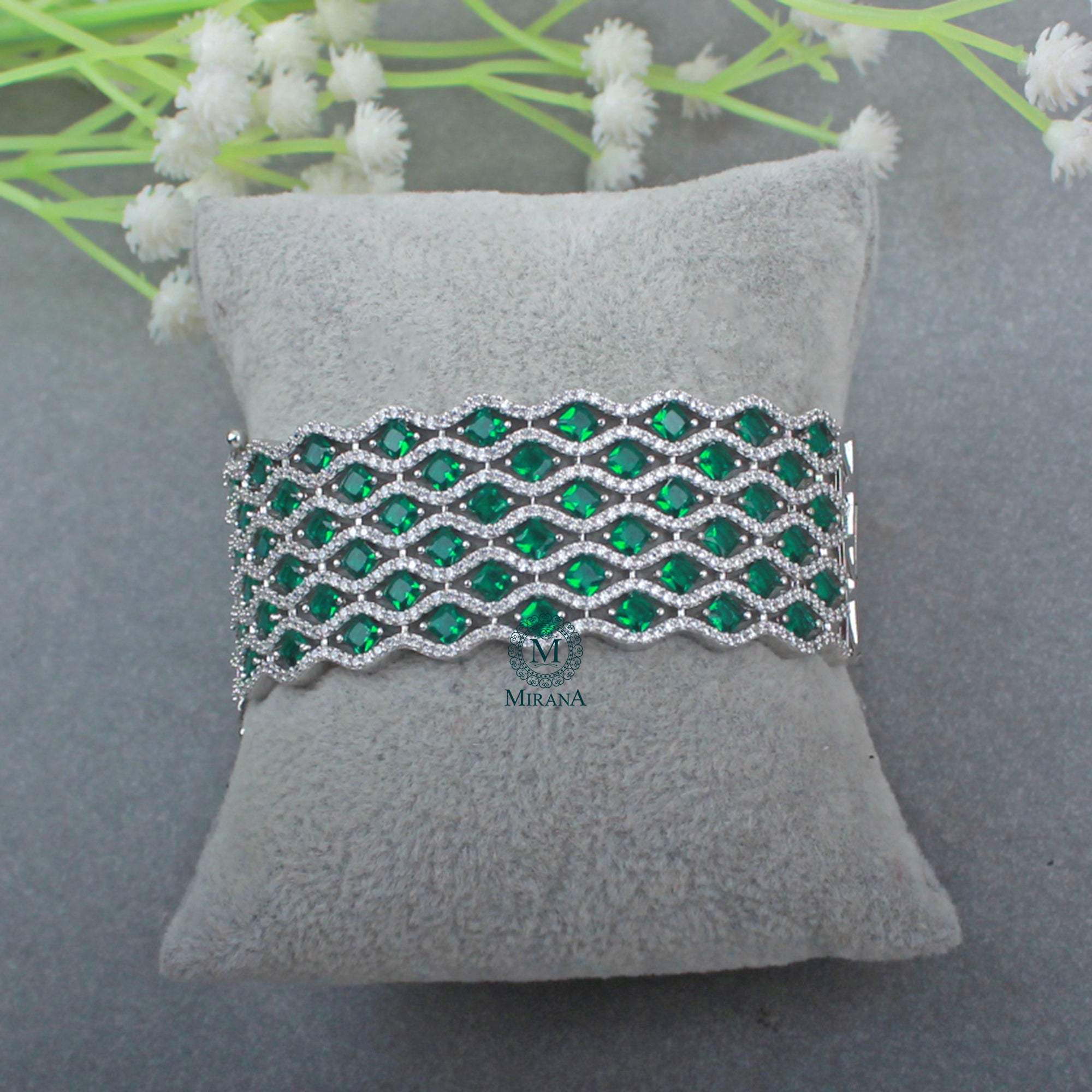 Charmy Emerald Green CZ Designer Bracelet