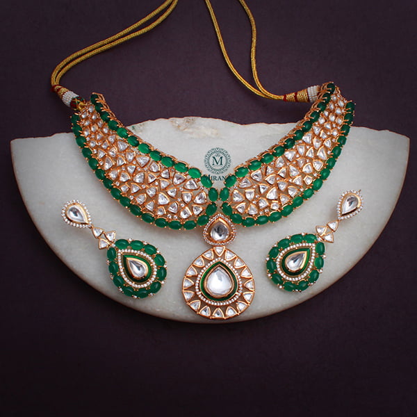 Morya Emerald Green Polki Choker Set