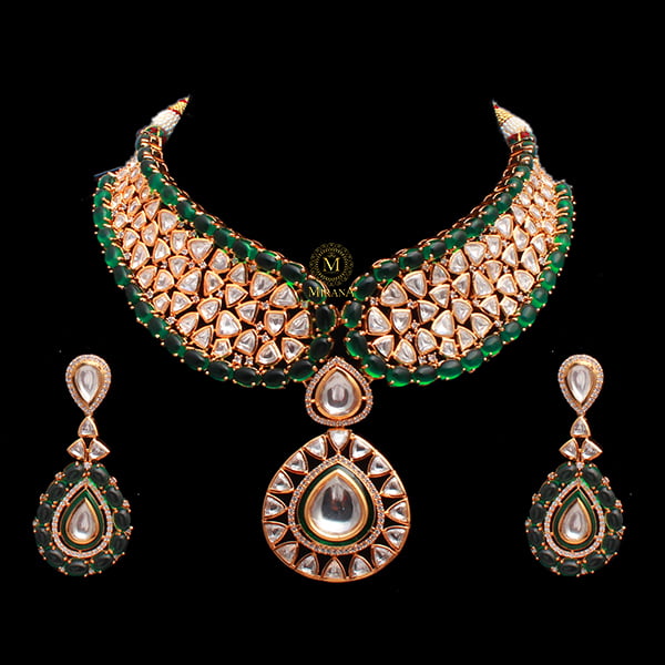 Morya Emerald Green Polki Choker Set