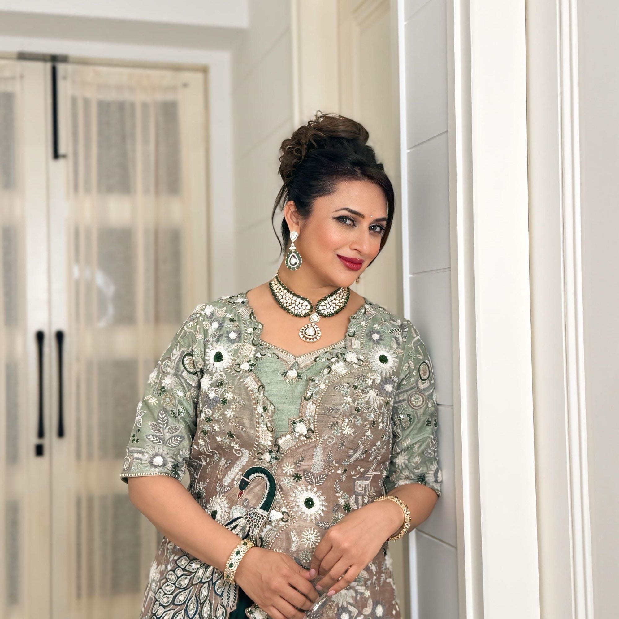 Morya Emerald Green Polki Choker Set