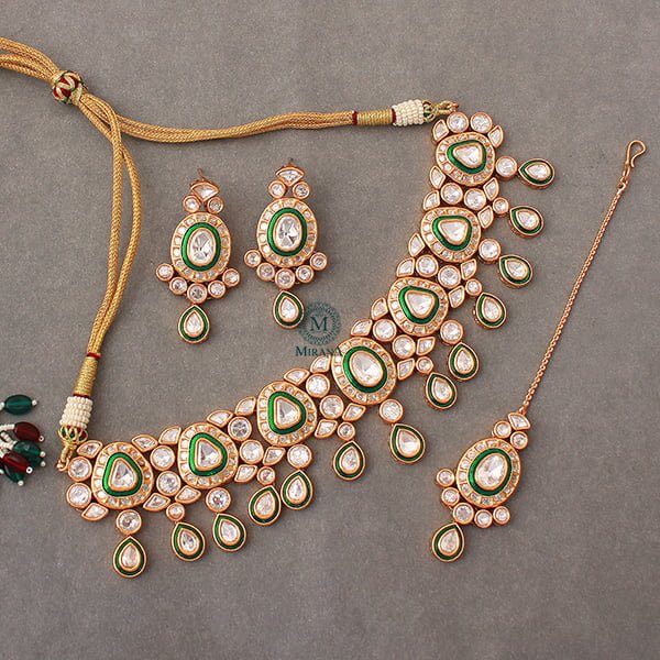 Radhika Emerald Green Polki Choker Set