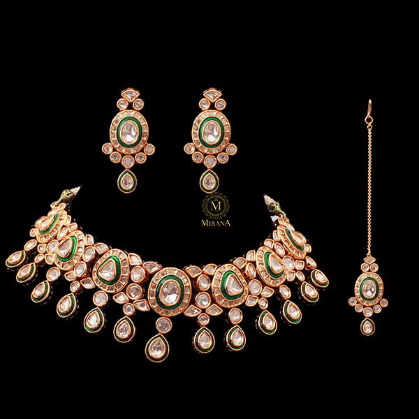 Radhika Emerald Green Polki Choker Set