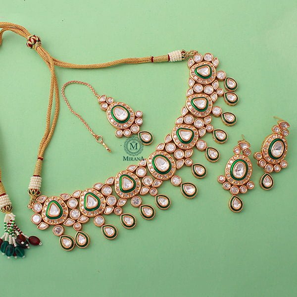 Radhika Emerald Green Polki Choker Set