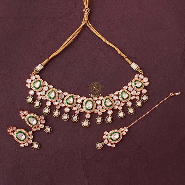 Radhika Emerald Green Polki Choker Set