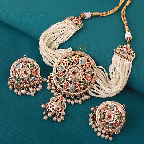 Ramyata Pearl Jadau Designer Choker Set