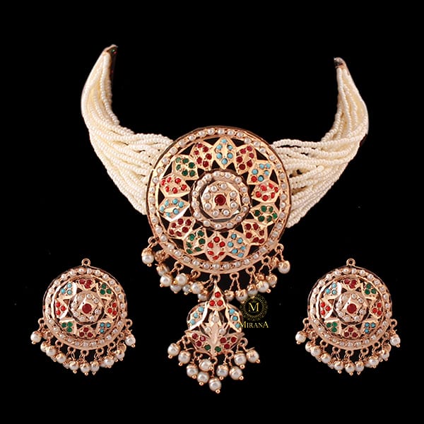 Ramyata Pearl Jadau Designer Choker Set