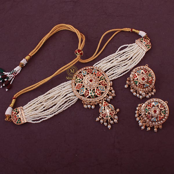Ramyata Pearl Jadau Designer Choker Set