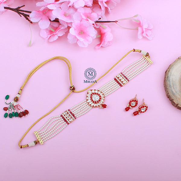 Sanwari Ruby Polki Designer Choker Set