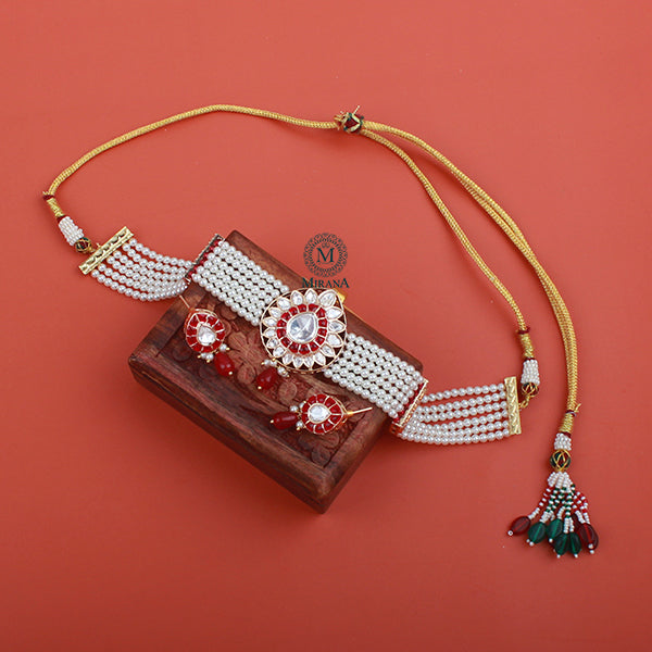 Sanwari Ruby Polki Designer Choker Set