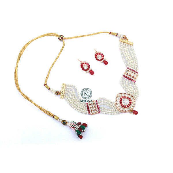 Sanwari Ruby Polki Designer Choker Set