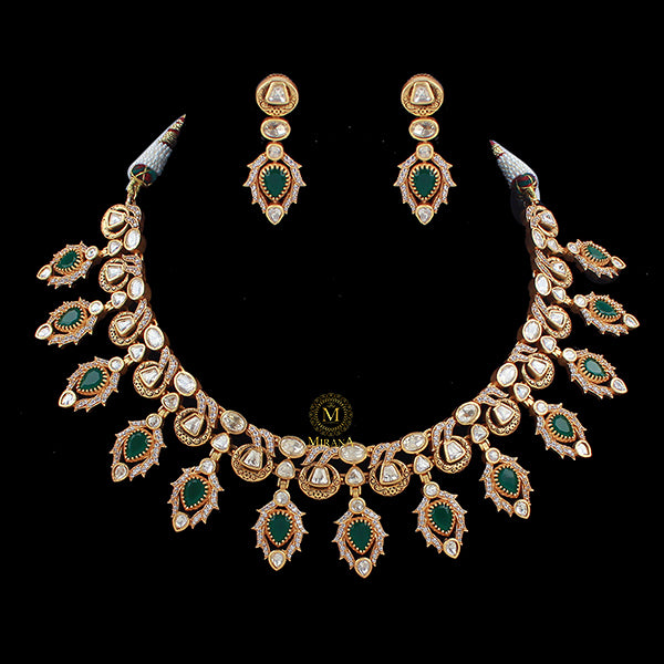 Pari Emerald Green Moissanite Designer Choker Set