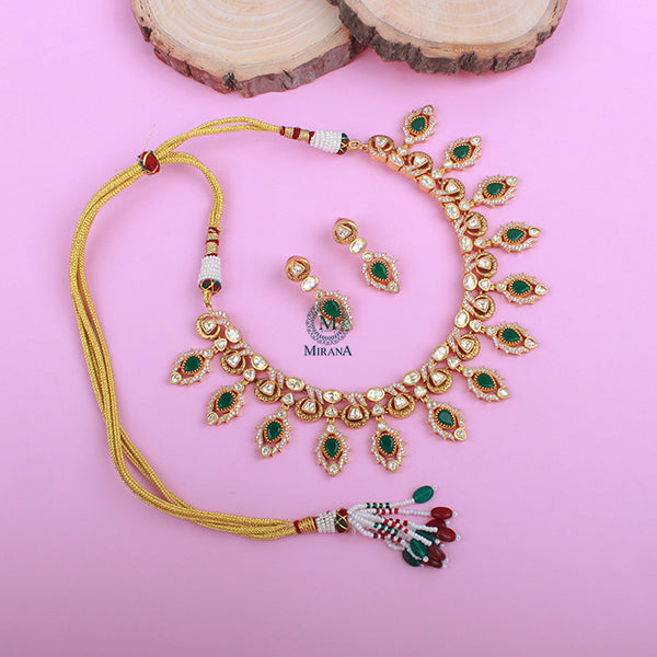 Pari Emerald Green Moissanite Designer Choker Set