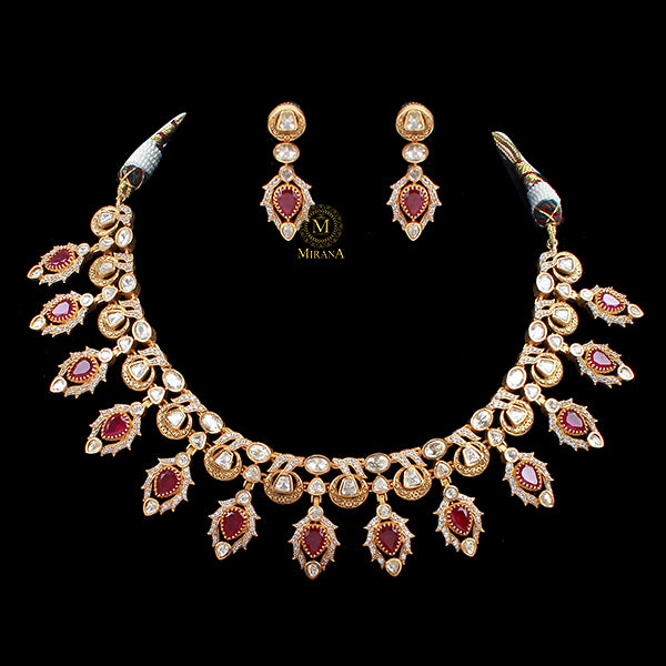 Pari Ruby Moissanite Designer Choker Set