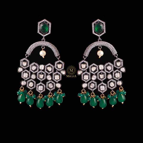 Aabha Emerald Green Moissanite Earrings