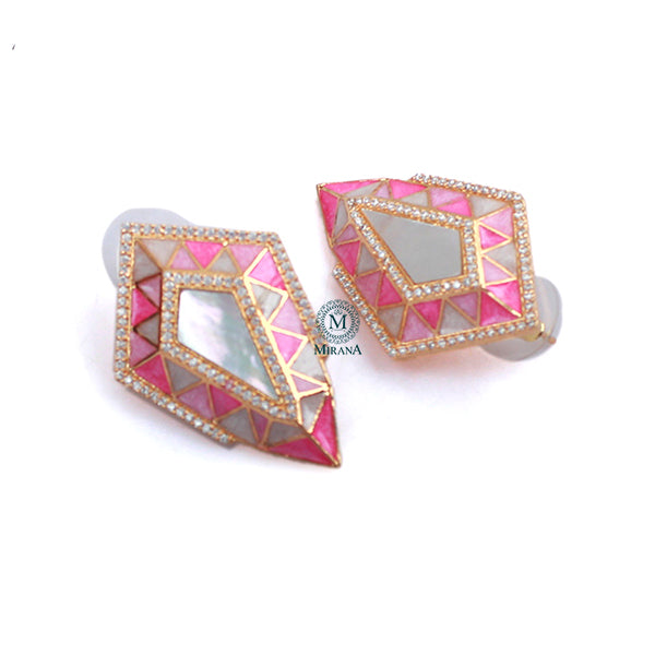 Cora Multi Colour MOP CZ Designer Studs