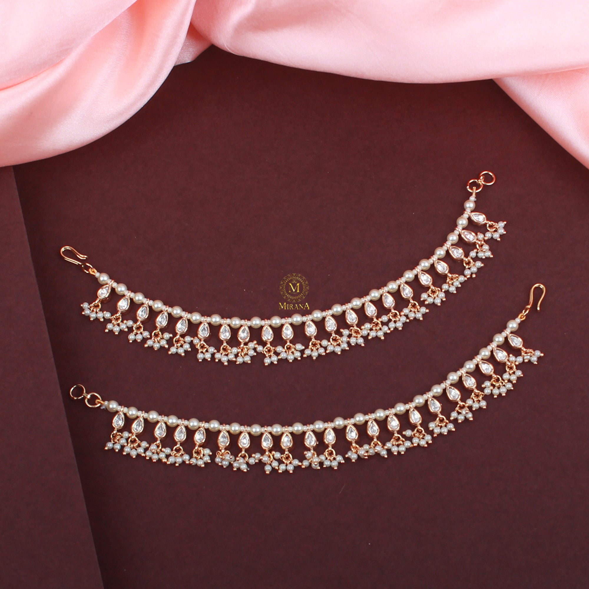 Vernika Polki Designer Ear Chains