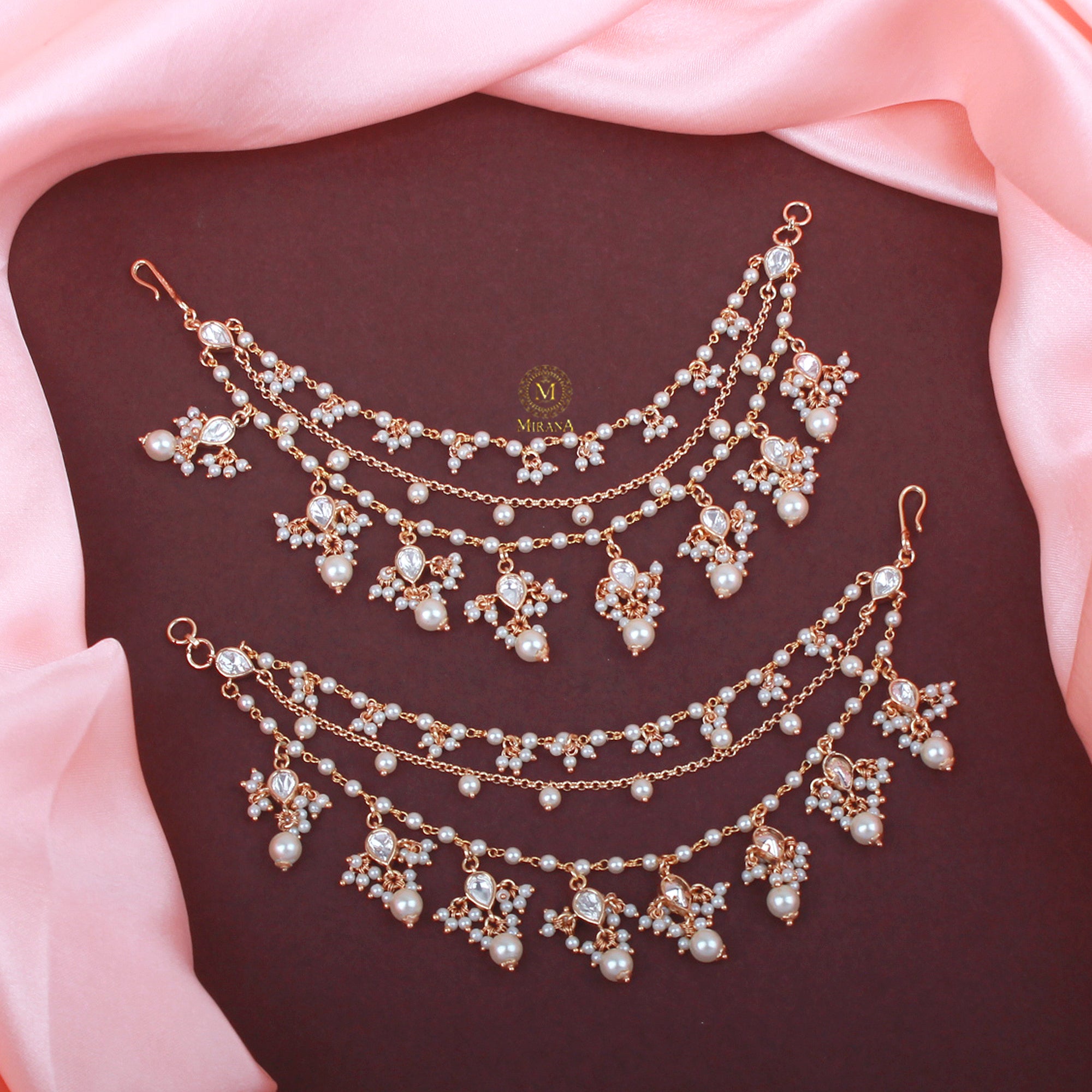 Jasmira Polki Designer Ear Chains