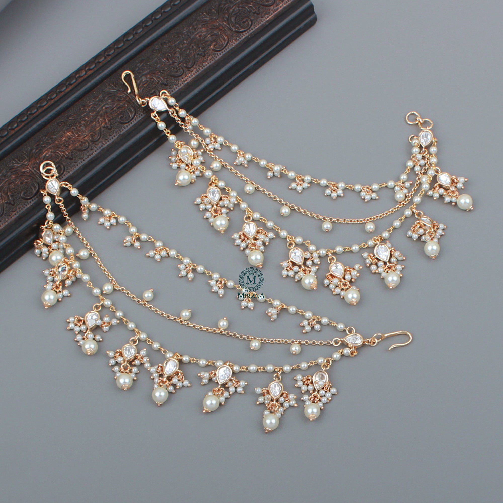 Jasmira Polki Designer Ear Chains