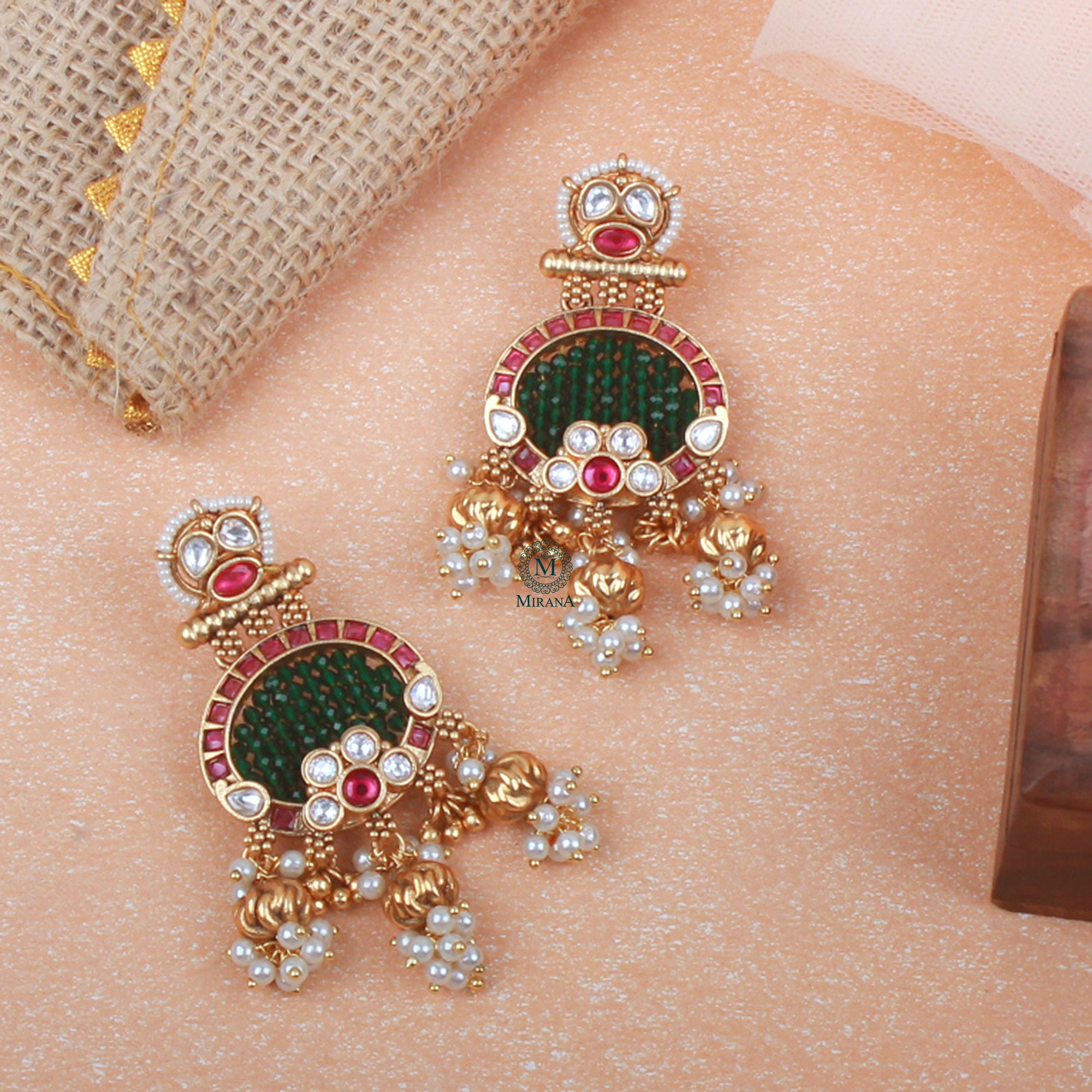 Mrinali Pearl Antique Designer Earrings
