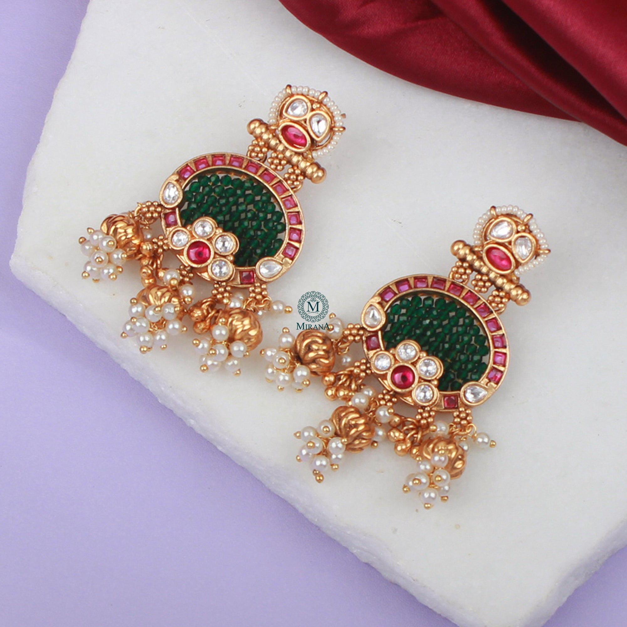 Mrinali Pearl Antique Designer Earrings