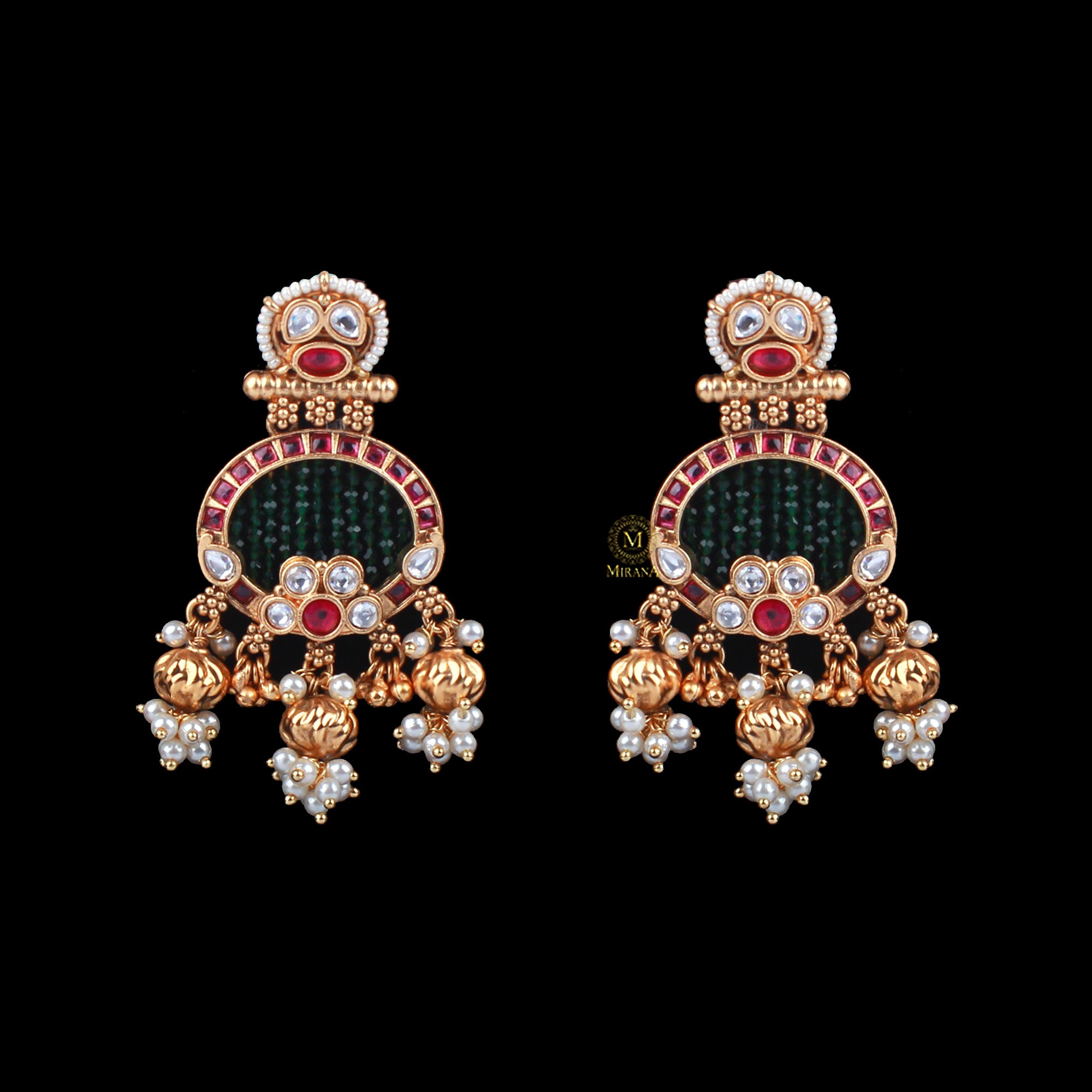 Mrinali Pearl Antique Designer Earrings
