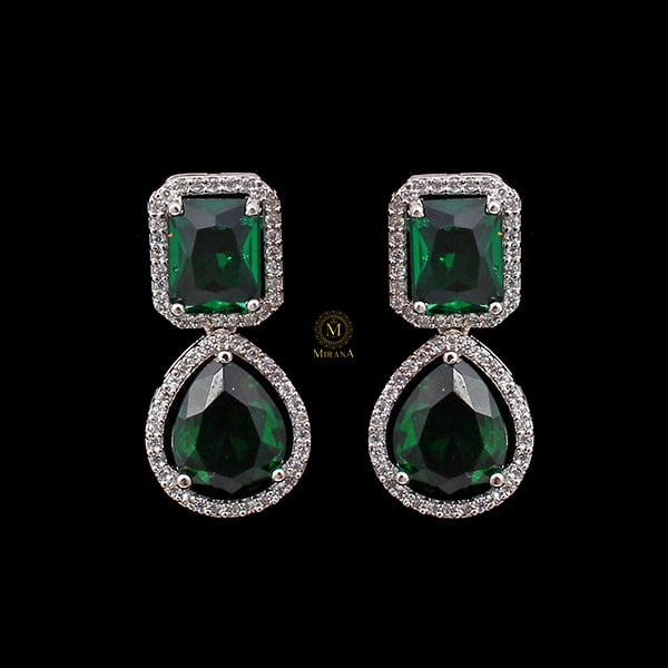 Selena Emerald Green CZ Designer Earrings