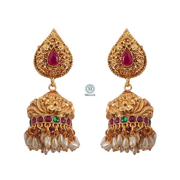 Deetya Ruby Green Antique Designer Earrings