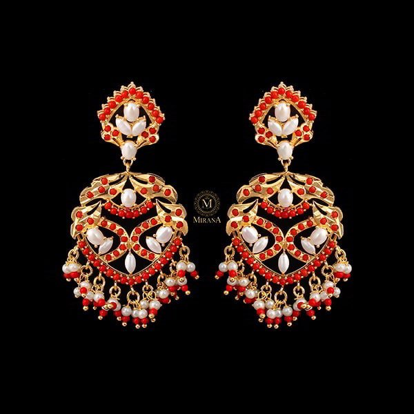 Attrangi Red Jadau Chandbalis